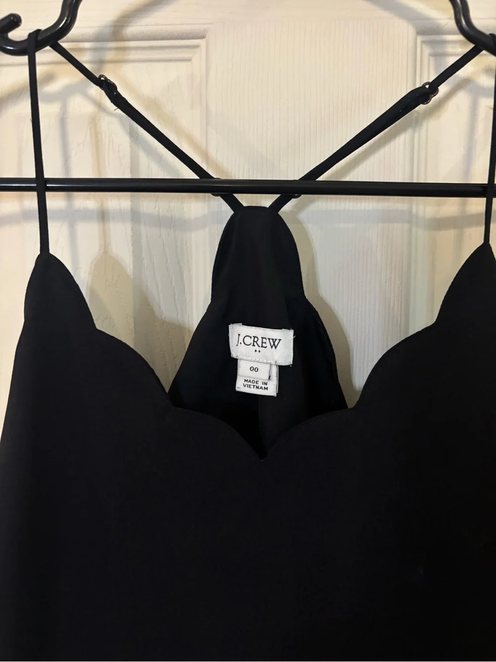 J. Crew Black Scallop-Edge tank with Spaghetti Straps